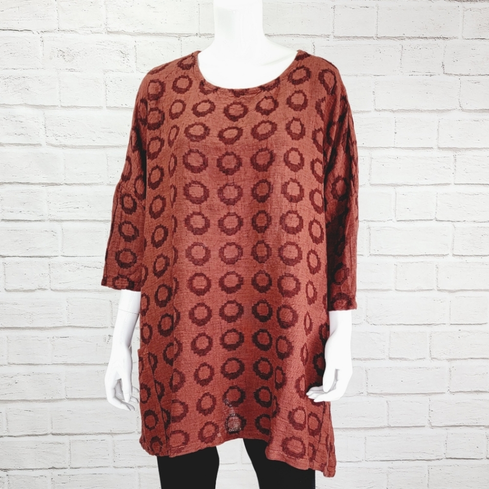 Cut Loose Rust and Brown Patterned Tunic